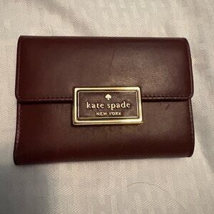 Kate Spade Dark Brown Wallet with Gold Accents
